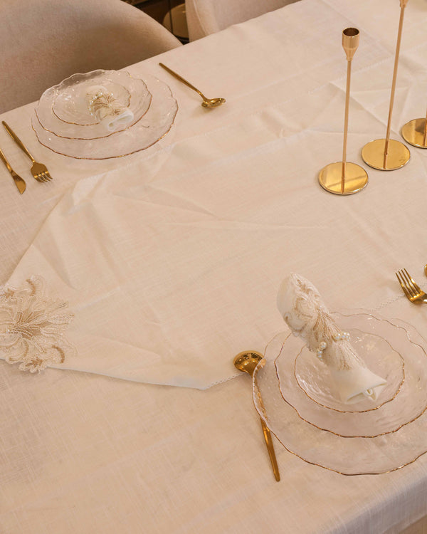 Rose Golden Linen Tablecloth