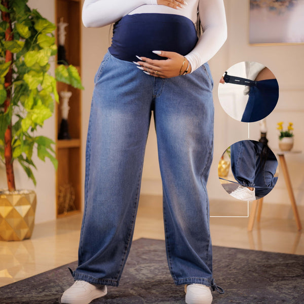 Maternity Wide-Leg Jeans With Robe