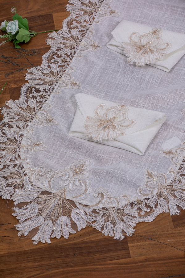 مفرش سفره كتان Rose Golden