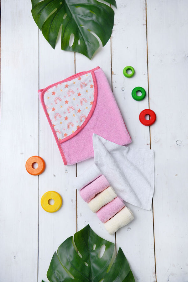 Baby towel set with burp cloths